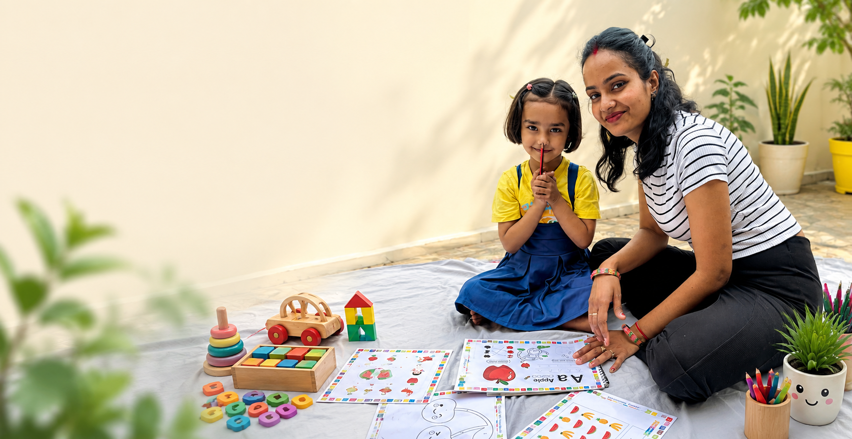 Child playing with toys