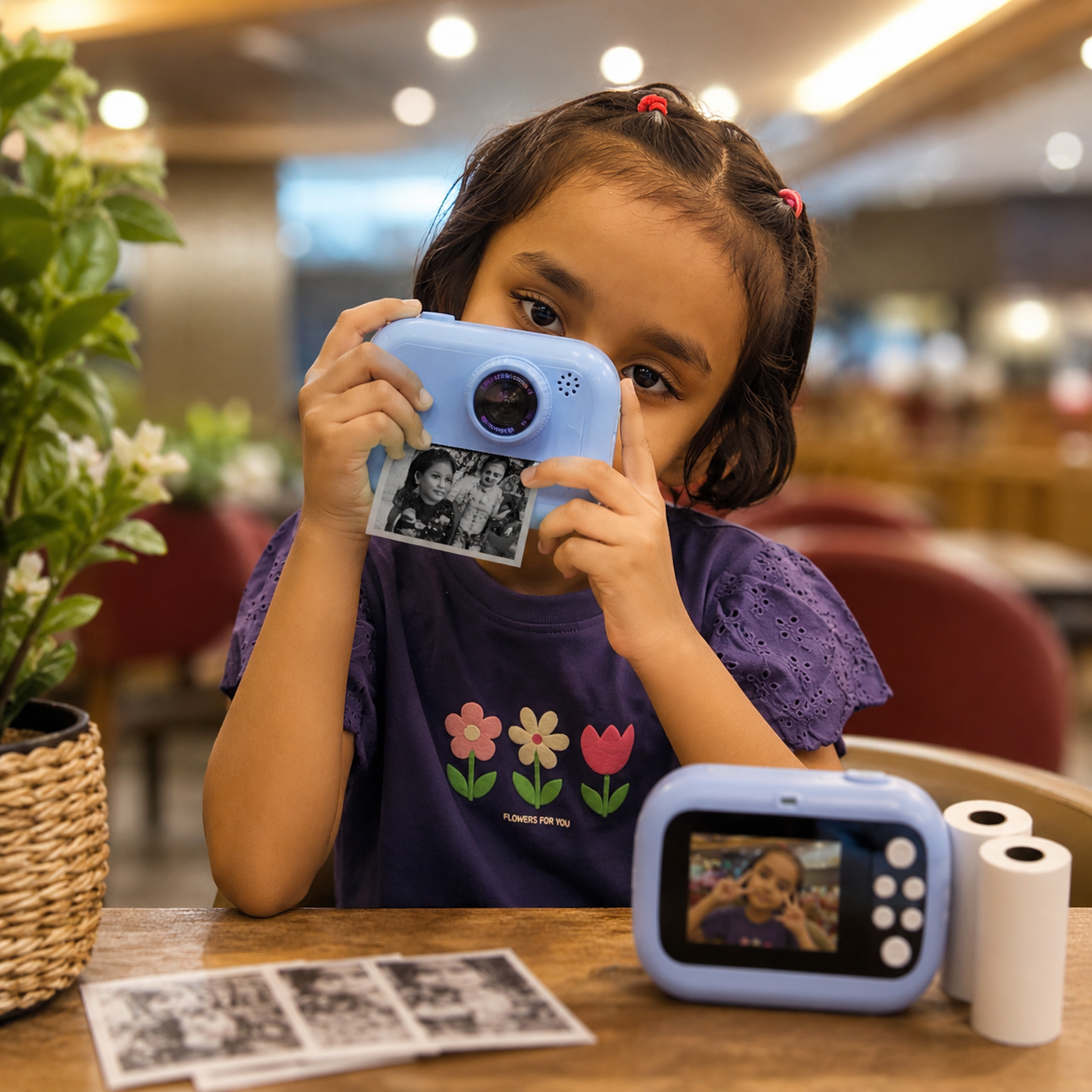 Kids instant print camera with built-in printer