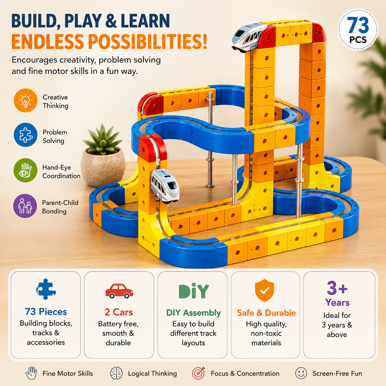 magnetic building blocks train