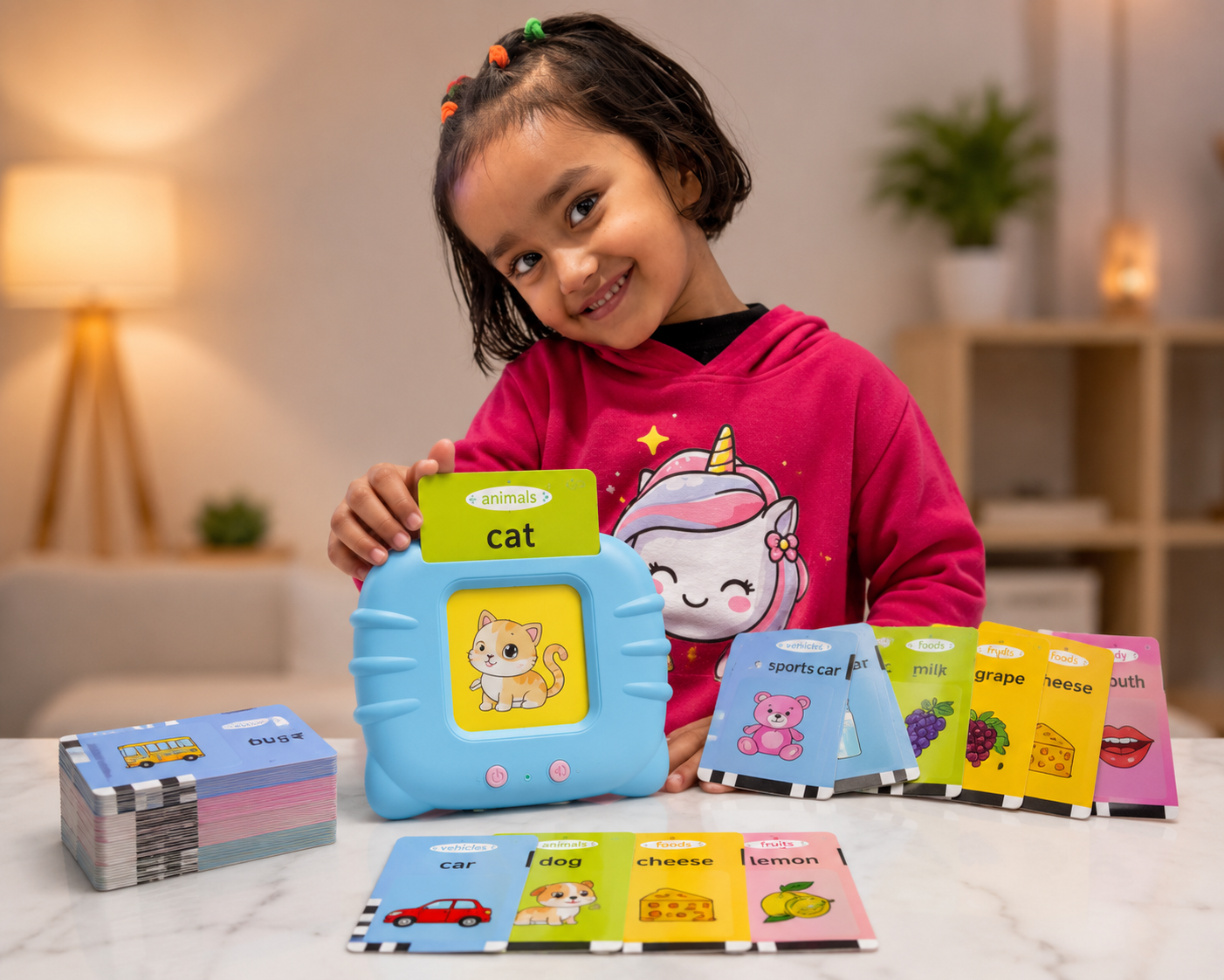 Montessori Talking Flash Cards for Kids 2-5 Years | Rechargeable Educational Learning Toy for Toddlers