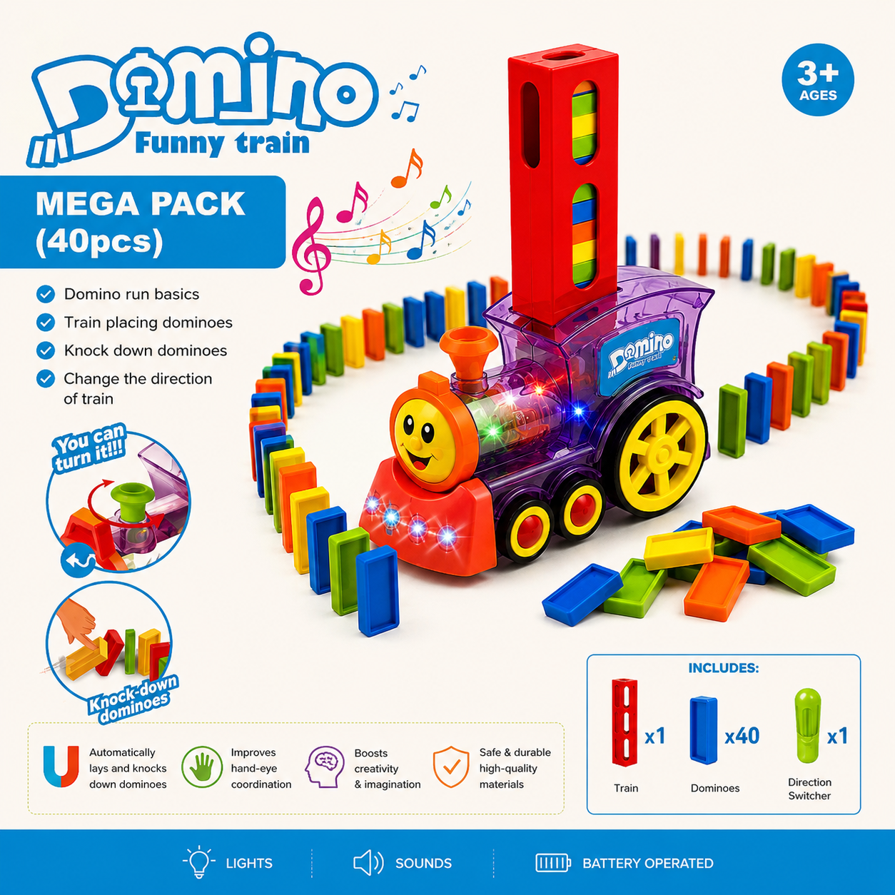 Domino Train Toy Set for Kids