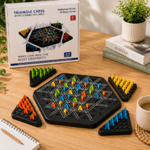 triangle chess game board with rubber bands