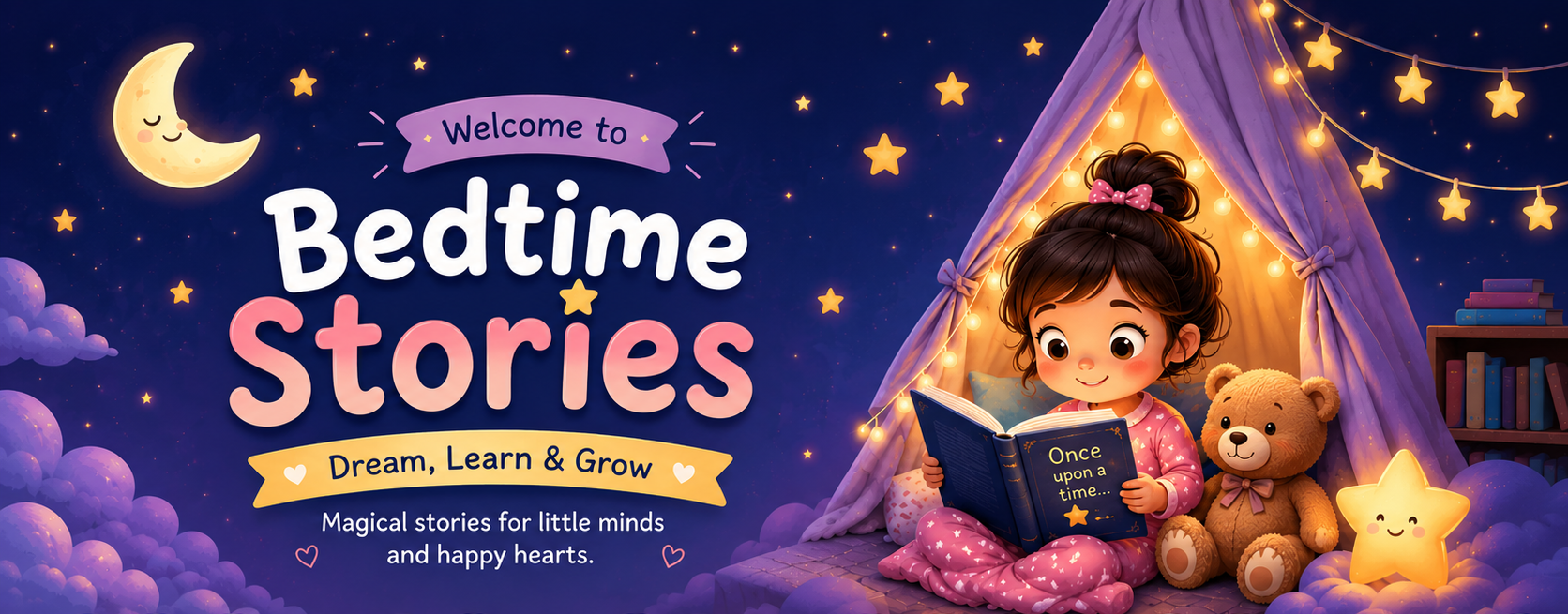 Children reading free bedtime stories for kids together before sleep